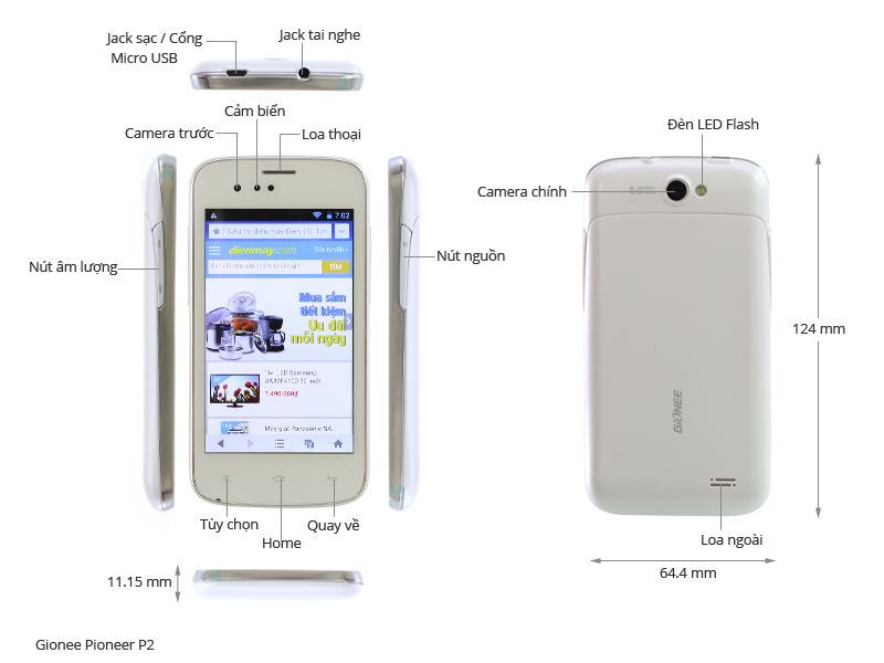 Gionee Pioneer P2 - Smartphone Giá Rẻ | Dienmayxanh.Com