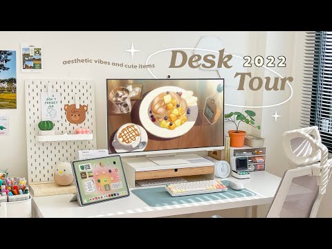 Desk Tour 2022: โต๊ะทำงานที่น่านั่งที่สุด✨ แปะพิกัดทุกชิ้น แต่งตามได้เลย! Peanut Butter